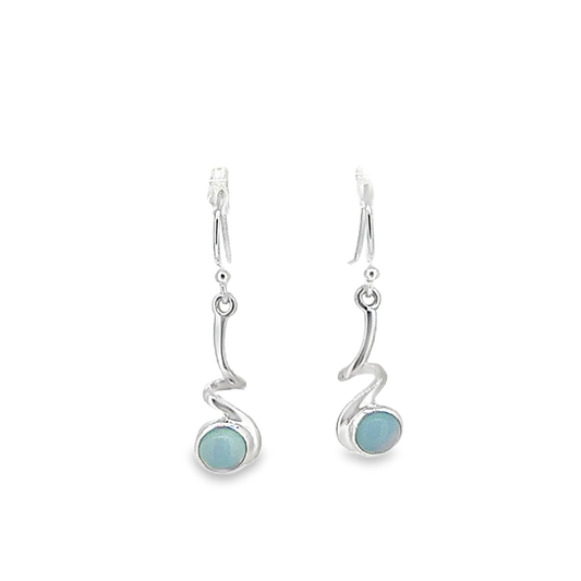 Silver Earrings with Blue Chalcedony