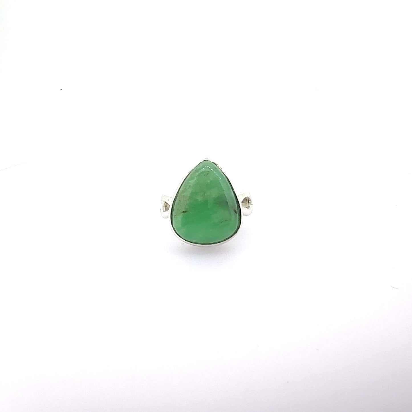 Sterling silver teardrop cab chrysoprase ring