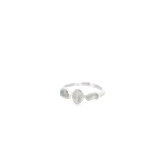 Triple Moonstone Set Silver Ring