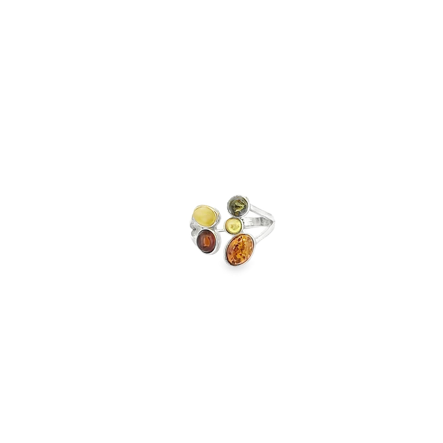 Colorful Multi-Amber Silver Ring