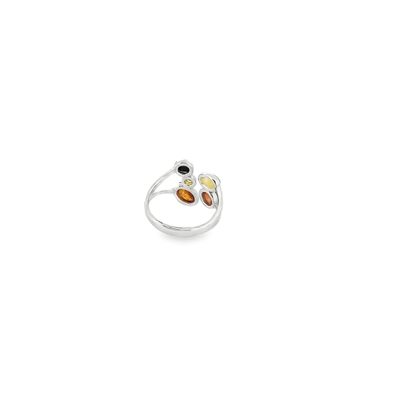 Colorful Multi-Amber Silver Ring