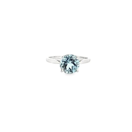 Swiss Blue Topaz Solitaire Ring