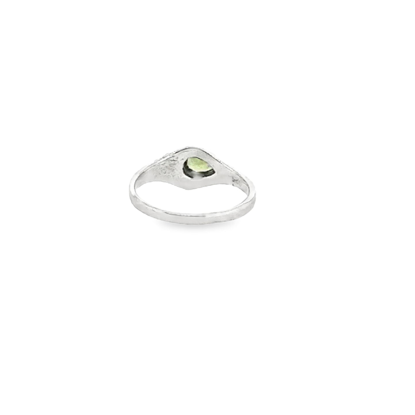 Silver and Peridot Gemstone Ring with Flower Detail