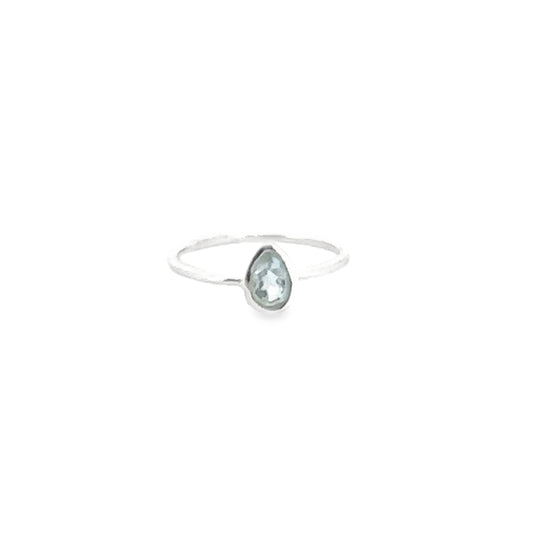 Aquamarine Teardrop Silver Ring