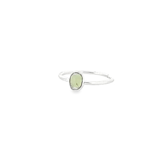 Green Peridot Gemstone Delicate Silver Ring