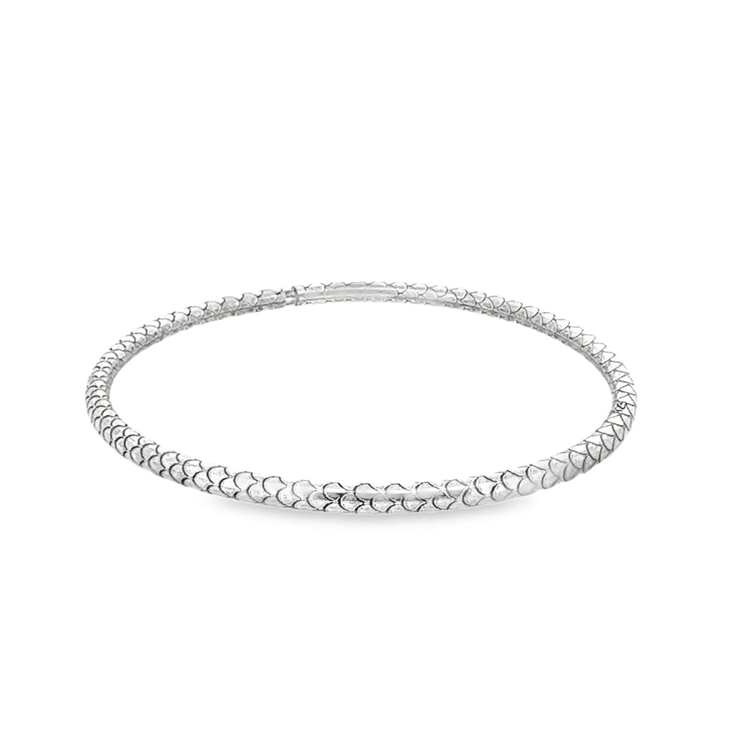 Fishscale Silver Bangle Bracelet