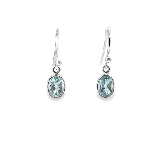 Silver and Blue Topaz Gemstone Earrings