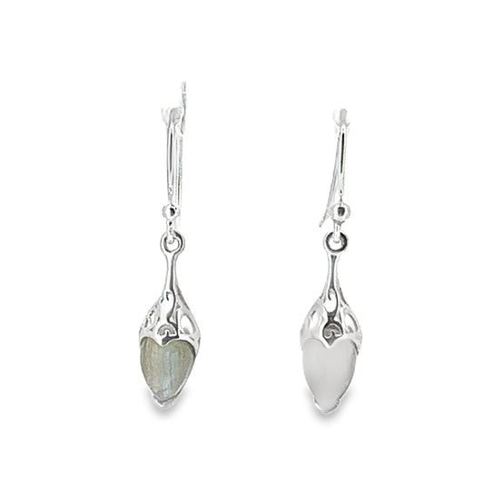 Labradorite Heart-Shaped Earrings