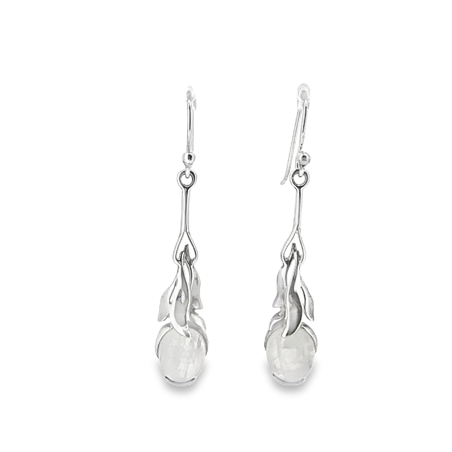 Silver Blue Moonstone Drop Earrings