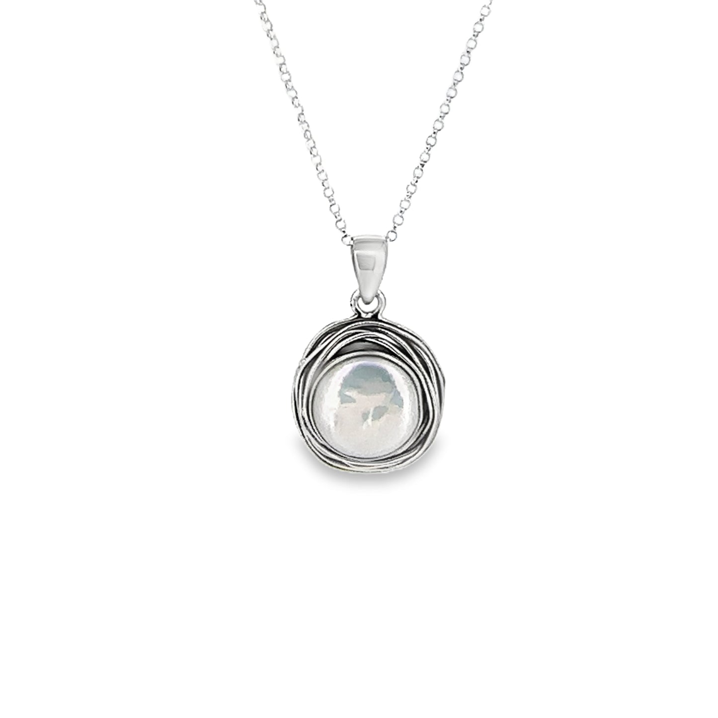 Silver Pendant with Malbe Pearl