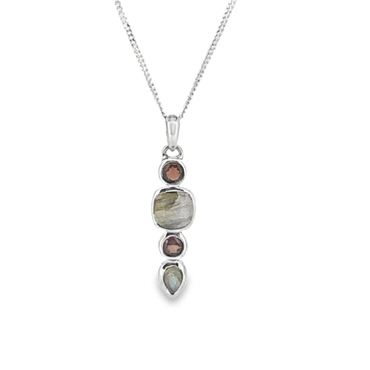 Silver Pendant with Gemstones