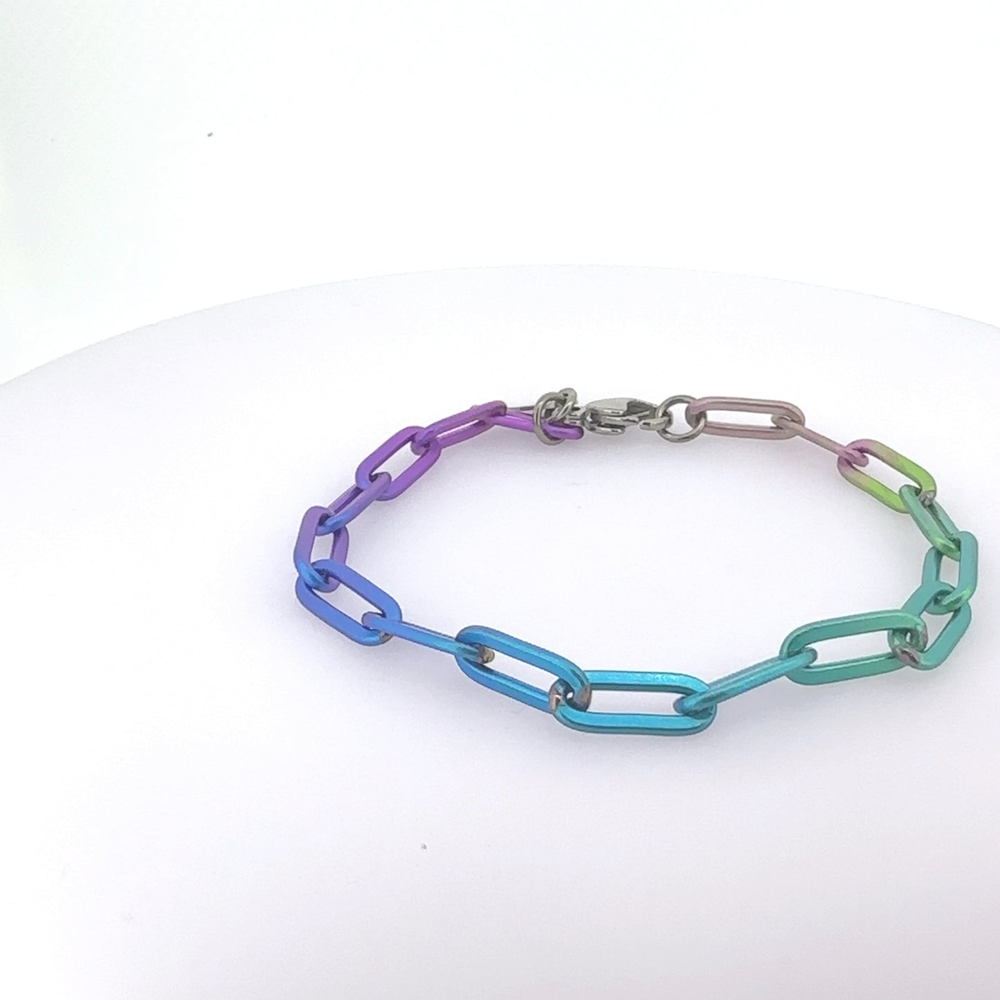 Rainbow Titanium Chain Link Bracelet