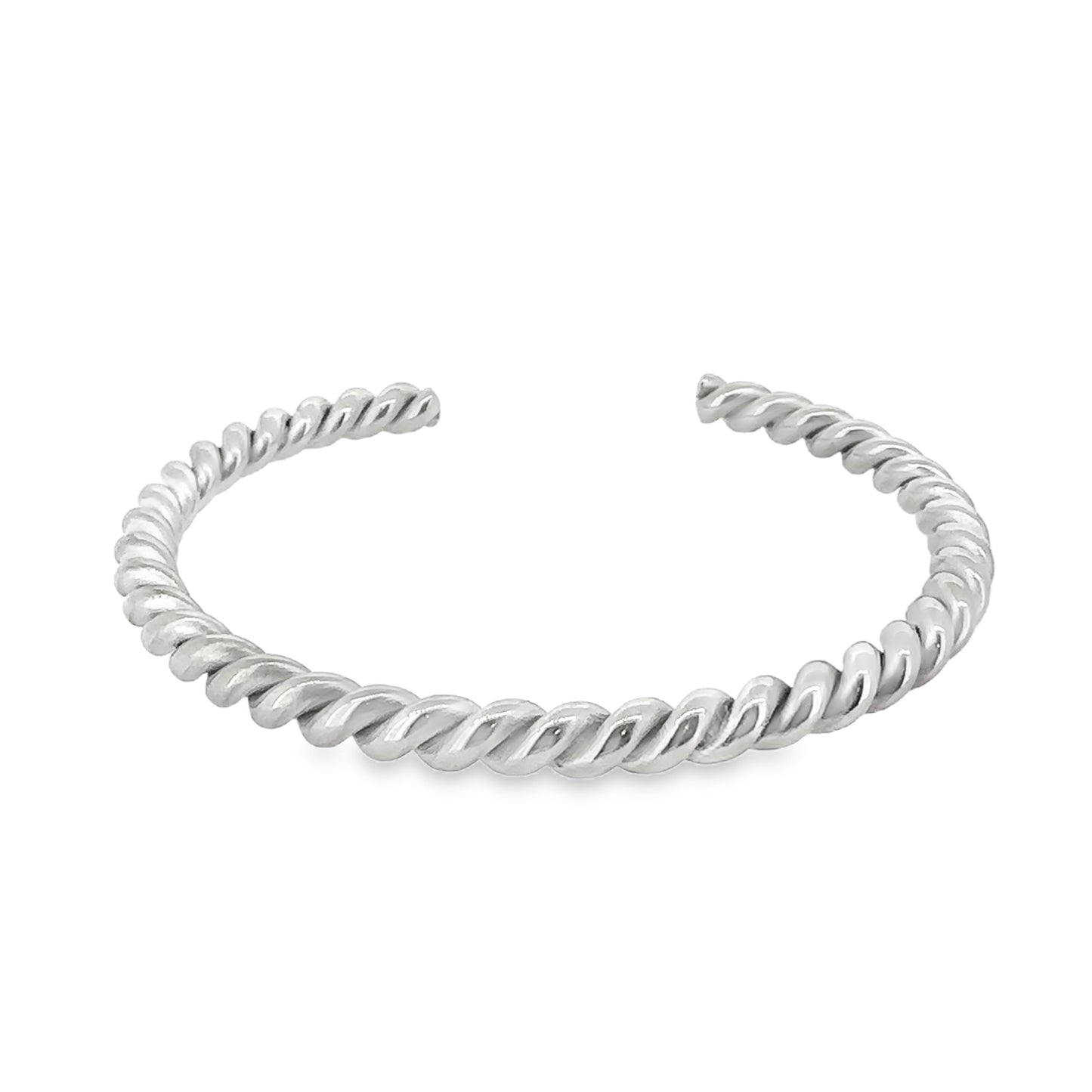 Chunky Titanium Twisted Silver Torc Bracelet