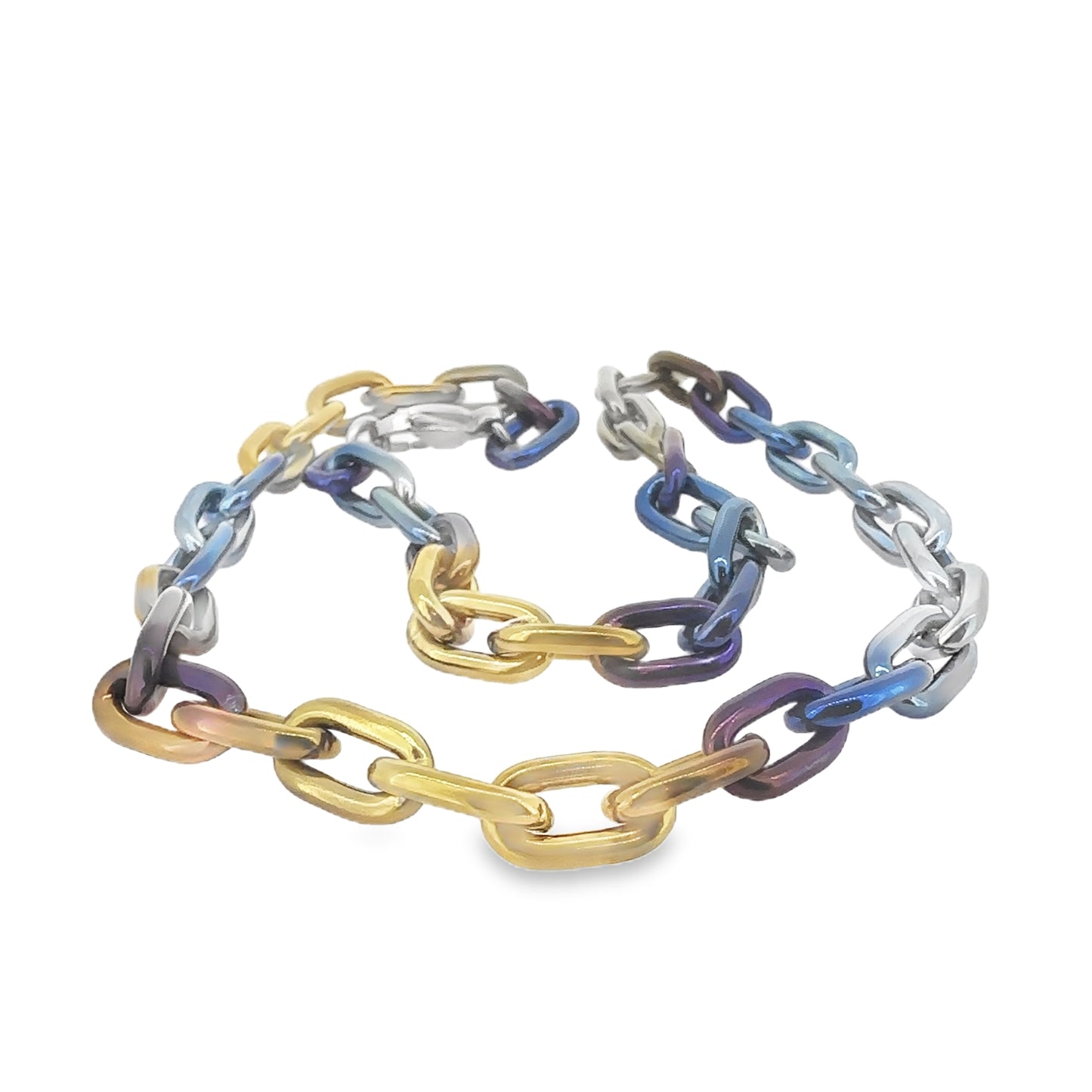 Vibrant Chunky Denim Colour Titanium Chain Necklace