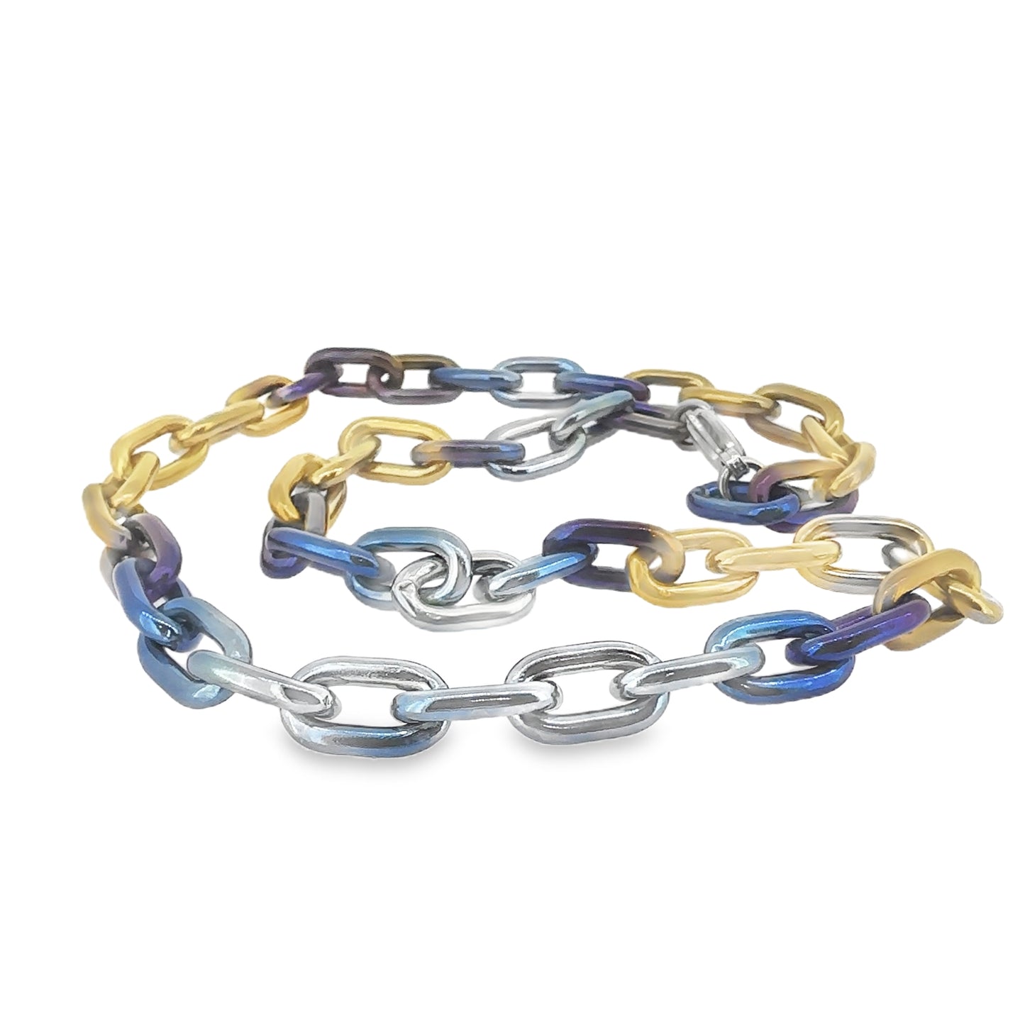 Vibrant Chunky Denim Colour Titanium Chain Necklace