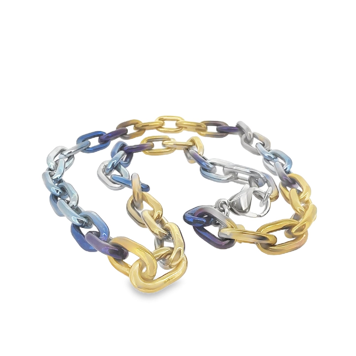 Vibrant Chunky Denim Colour Titanium Chain Necklace