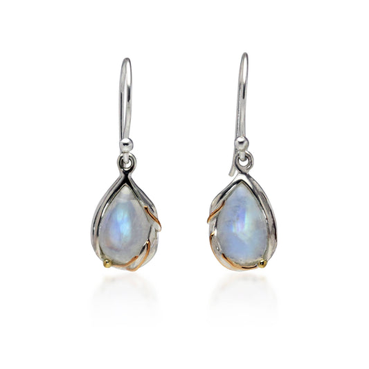 Sterling Silver Rainbow Moonstone Droplet Earrings