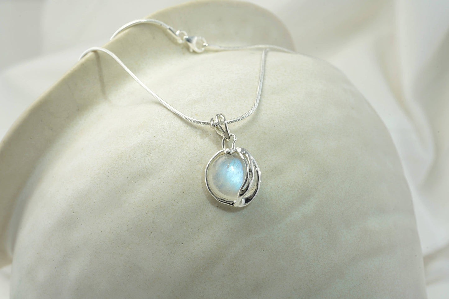 Moonstone Orb Sterling Silver Pendant