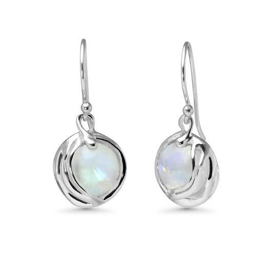 Sterling Silver Moonstone Orb Drop Earrings