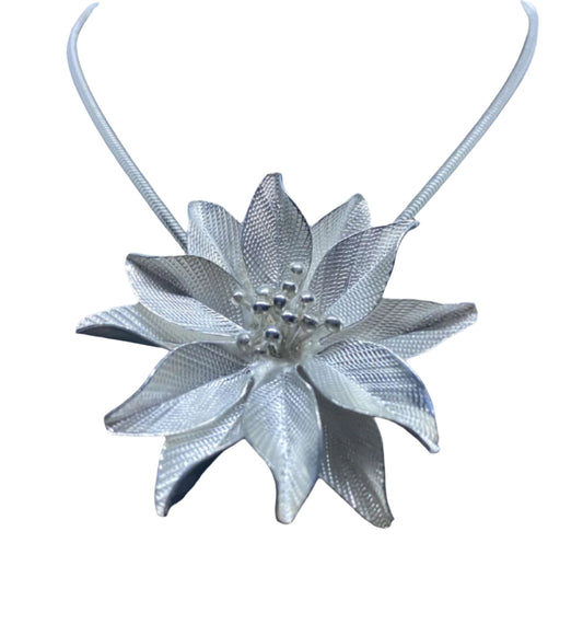 Sterling Silver Clematis Flower Pendant