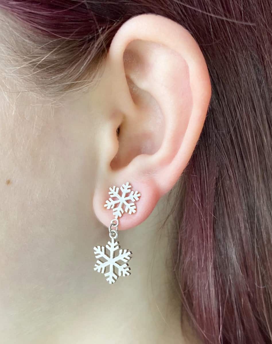 Sterling Silver Snowflake Drop Earrings