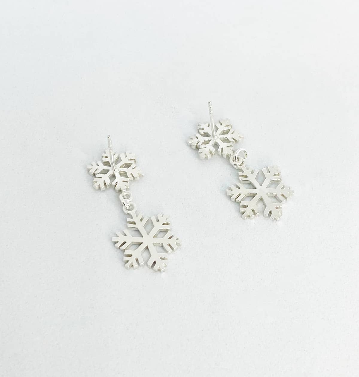 Snowflake Double Drop Earrings - Back