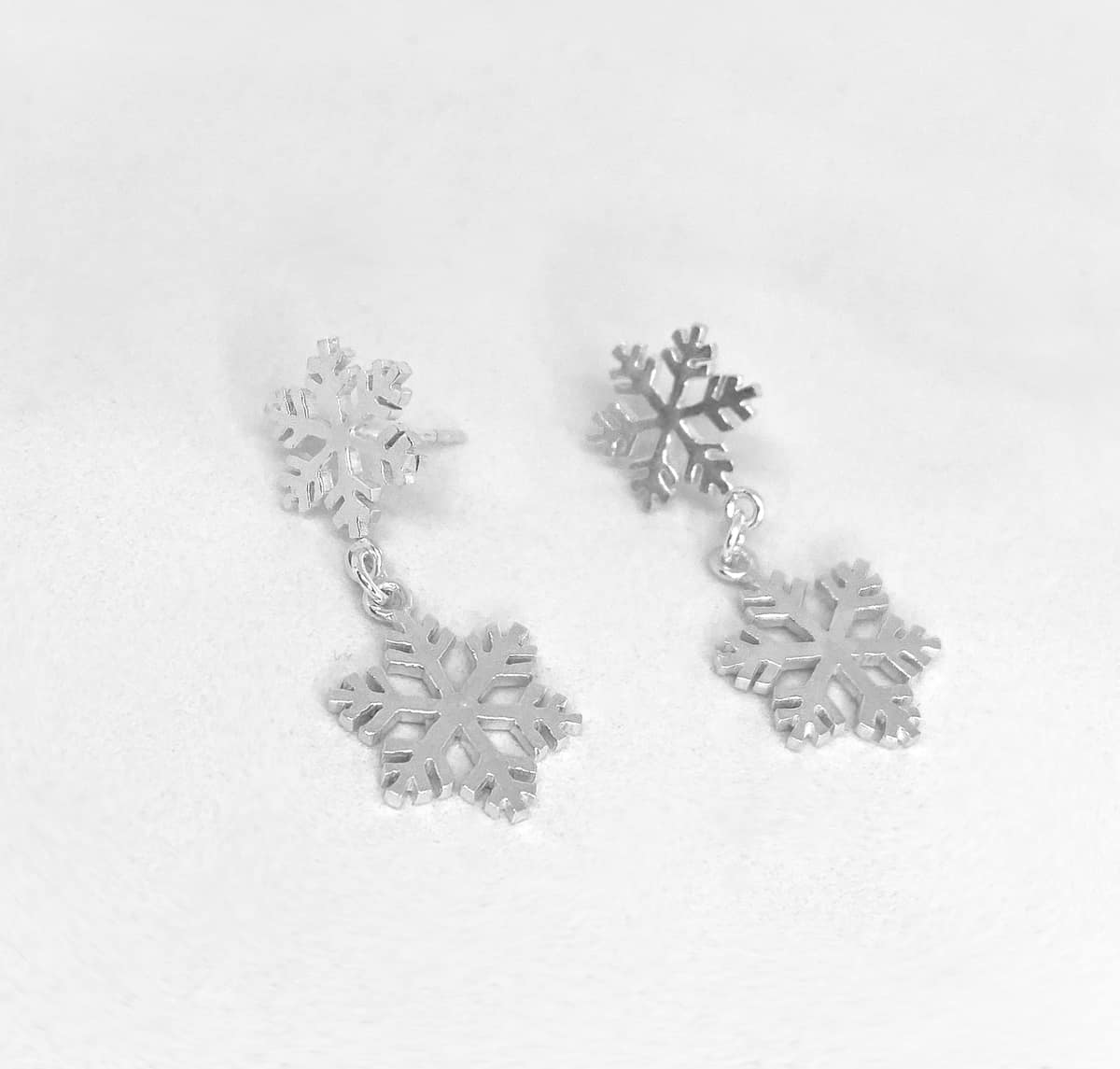 Sterling Silver Snowflake Drop Earrings