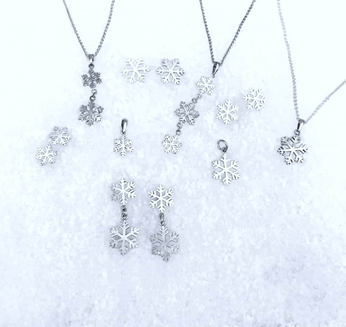 Sterling Silver Snowflake Drop Earrings