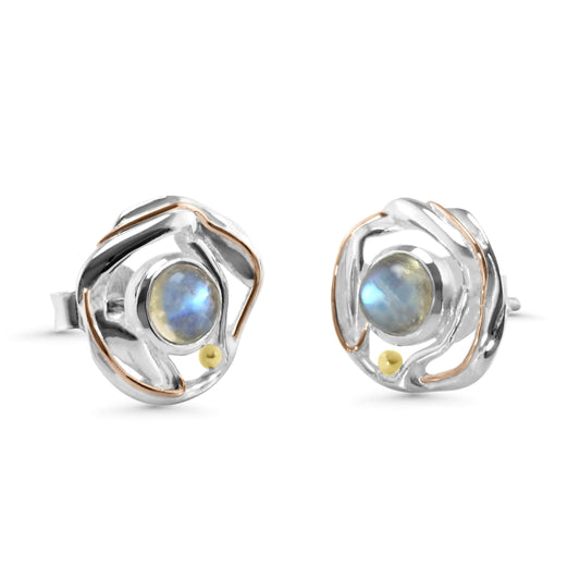 Moonstone Stud Earrings Handmade in Sterling Silver