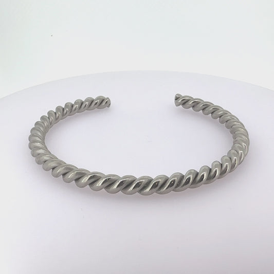 Chunky Titanium Twisted Silver Torc Bracelet