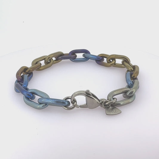 Chunky Anodised Denim Titanium Chain Bracelet