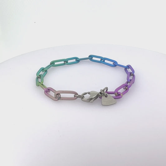 Rainbow Titanium Chain Link Bracelet